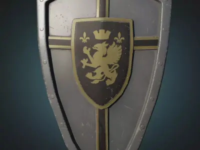 Knights Shield Low-poly 3D model