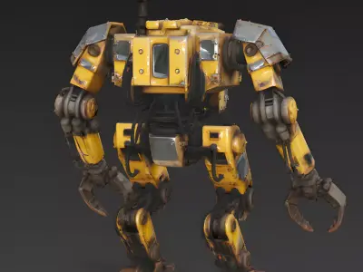 Industrial Brawler Mech 3D Model Low-poly 3D model
