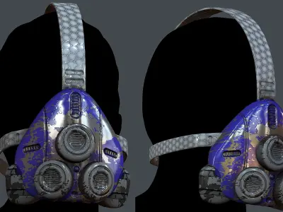 Gas mask helmet 3d model scifi Low-poly  Low-poly 3D model 7