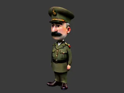 World War II Commander Low-poly 3D model