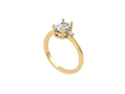 Oval 3 Stone Bridal Ring 3D print model get