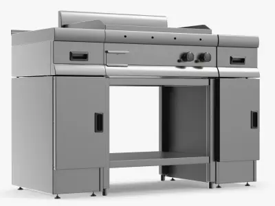 Stainless Steel Flat Grill Countertop Unit 3D model