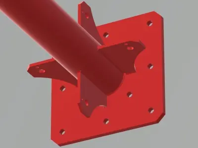 MIK-S metal rod with two bolts Low-poly 3D model