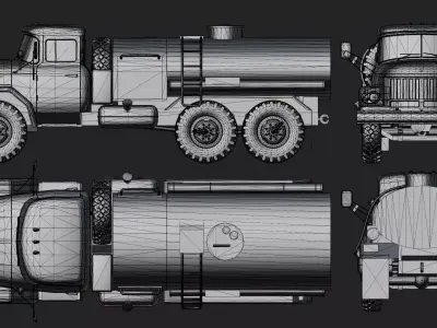 Soviet Army Fuel Tanker Truck Low-poly 3D model