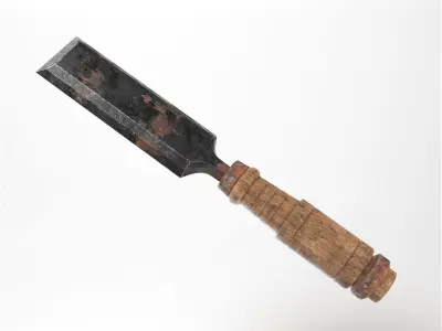 Old Rusty Chisel Set 3D Models Low-poly 3D model