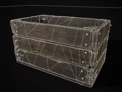  Simple Old Wooden Crate  Low-poly 3D model