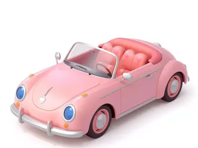 Stylized 3D Valentine Convertible Car Model Low-poly 3D model