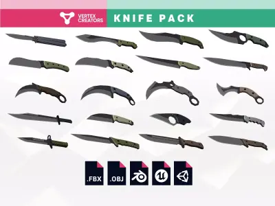 Lowpoly Knife Pack Low-poly 3D model