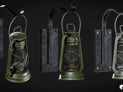Lantern - Oil Lamp Set Low-poly 3D model