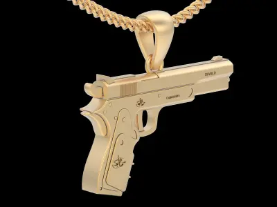 Gun Colt Hitman pendant silver gold jewelry 3D printable model 3D print model