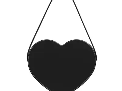 Black Leather Heart Bag 3D model