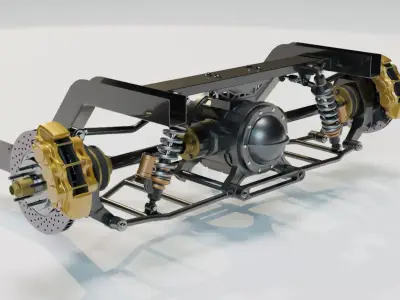 Racing Rear car truck suspension V2 Low-poly 3D model