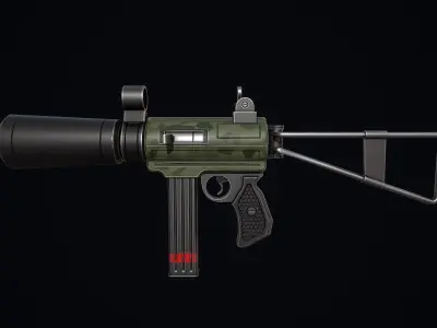 Stylized Silent Carbine Low-poly 3D model