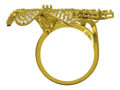Antique Diamond Flower Cocktail Ring 3D print model