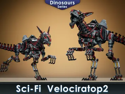 Sci-Fi Dino Velociraptor 2 Low-poly 3D model