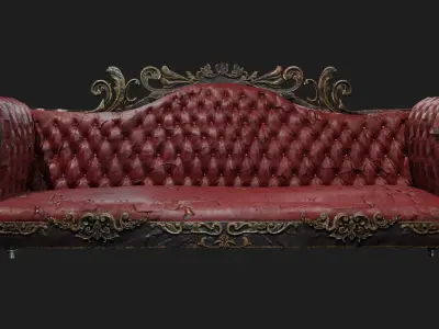 old leather sofa Low-poly 3D model