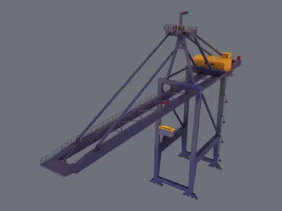PBR Quayside Container Crane Version 1 - Blue Dark Low-poly 3D model