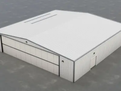 Airfield Hangar Collection Low-poly 3D model