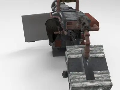Minigun machine gun Low-poly 3D model