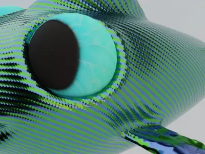 Green Animated Fish Low-poly 3D model