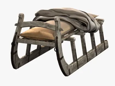Restoration Hardware ANTIQUE HUNGARIAN SLEIGH BENCH BURLAP 3D model