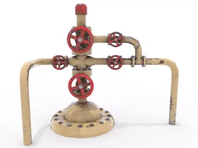 Oil Pumpjack Wellhead 3 Low-poly 3D model
