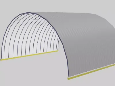 Simple hangar for aircraft Low-poly 3D model