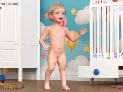 One Year Old Baby Rigged 3D model