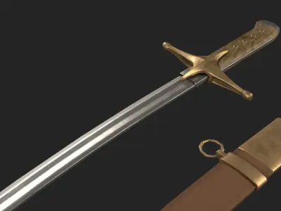 Ancient cossack saber Free low-poly 3D model