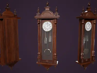 Antique Wall Clock Low-poly 3D model