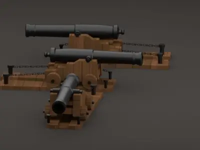 1818 NAVAL GUN Low-poly 3D model