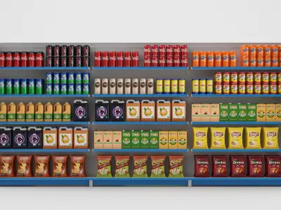 Supermarket Grocery Shelves 01 3D model