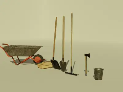 Low Poly Garden Tools Low-poly 3D model