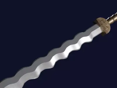 Flamberge sword with Gladius handle Low-poly 3D model