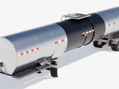 Hot Oil Tank Trailer Low-poly 3D model