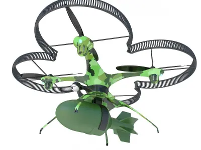 Military drone quadcopter with bomb 3D model