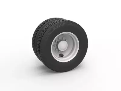 2 Hole rear wheel of old school truck Scale 1 to 25 3D print model