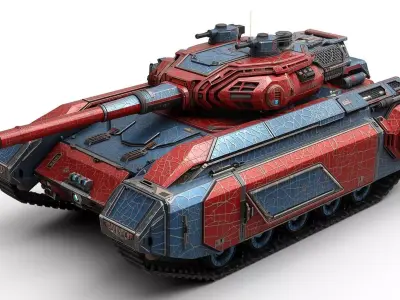 Cracked Faction Tank 3D Model Red and Blue War Machine Low-poly 3D model