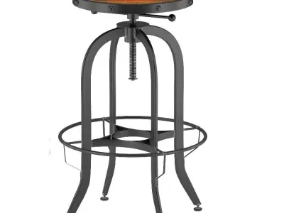 Industrial Vintage Bar Stool Black 3D model