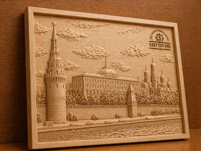 Russian Architecture CNC Wood Carving Panel 3D model