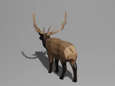 Low Poly Elk deer with antlers Low-poly 3D model