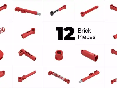 TwindBricks3D - 12 Technic Shock Absorber collection 3D print model