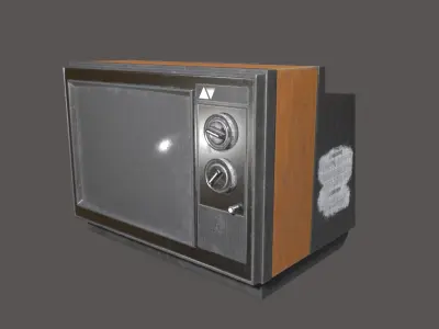 3d lowpoly model old television with RPB textures Low-poly 3D model