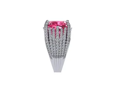 Cushion Solitaire Art deco Ring 3D print model 8
