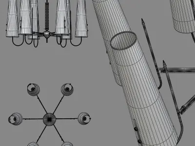 Six   Shade  Chandelier  Attributed  to Bruno  Chiarini 3D model