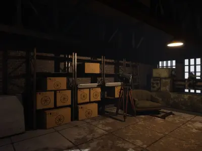 Modular Industrial Building for UE Low-poly 3D model