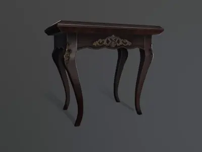 Antique 3D Side Table with Carvings Low-poly 3D model