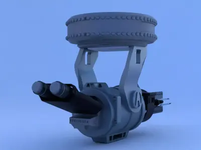 Sci-Fi Dual Gatling Gun Turret 3D Model Game Ready PBR Blender  3D model
