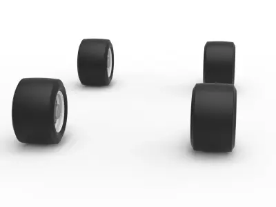 Wheel Set of Vintage Asphalt Modified stock car Scale 1 to 25 3D print model