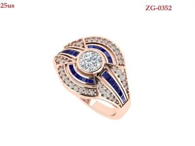 Art Deco Ring 3D print model 41